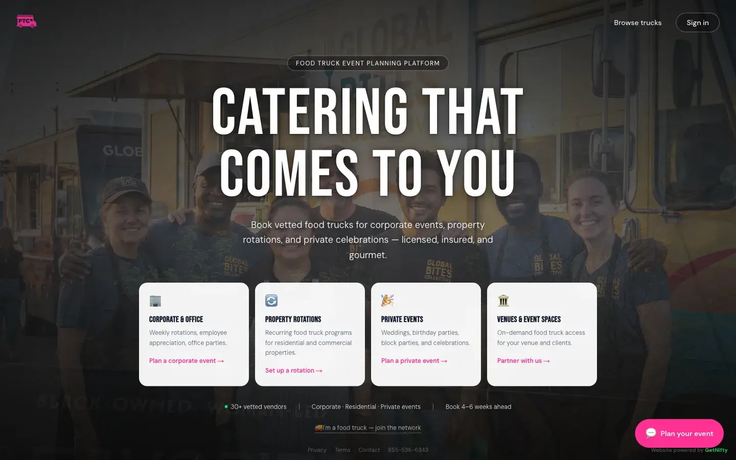 Food Truck Community App website screenshot
