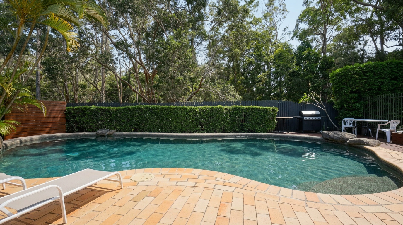 Backyard Pool — restyled as a raw iPhone listing photo