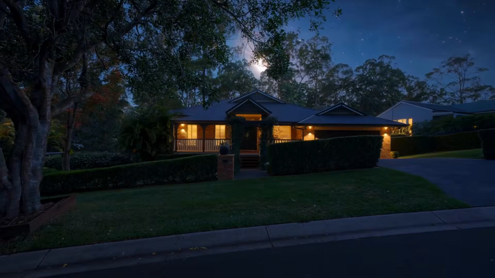 Front Exterior, Night — original cinematic film frame
