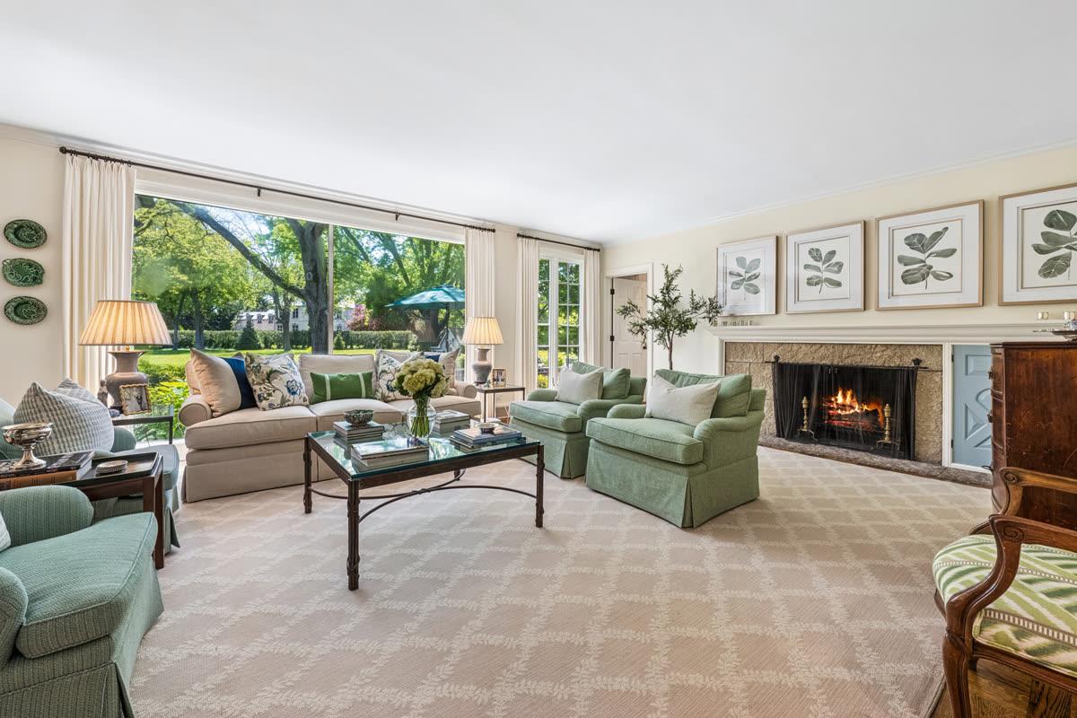 Living room with fireplace reference